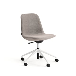 Stol LANGLEY, låg, med hjulstativ, vit/taupe
