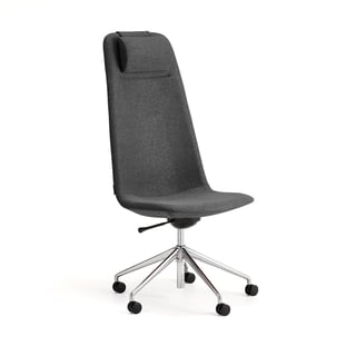 Chair LANGLEY, high seat, wheeled, brushed aluminum/anthracite
