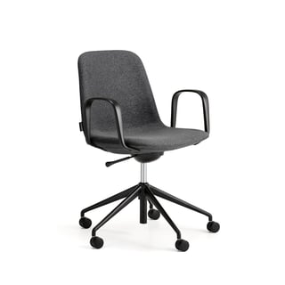Chair LANGLEY, low seat, wheeled, armrests, black/anthracite