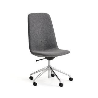 Chair LANGLEY, mid-height seat, wheeled, brushed aluminum/anthracite