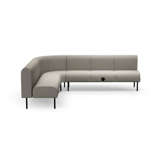 Sofa VARIETY, 90° indadvendt hjørne, med USB-stik, stof Blues CSII, taupe