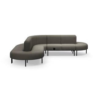 Sofa VARIETY, L-form, med USB-stik, stof Pod CS, taupe