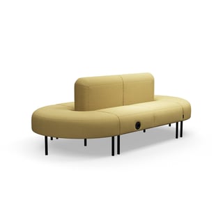 Sofa VARIETY, lukket kurve, med USB-stik, stof Pod CS, gul