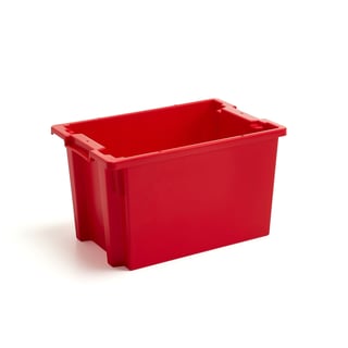 Plastback SPENCE, stapelbar, 59 liter, 600x400x350 mm, röd