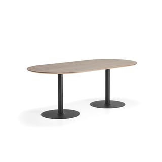 Bord METRIC, oval, L2000 B1000 H720 mm, svart/valnøtt