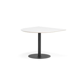 Bord METRIC, halvoval, 1000x1000x720, svart/vit