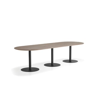 Tafel METRIC, ovaal, 3000x1000x720 mm, zwart/walnoot