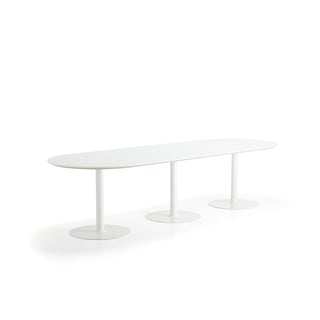 Pöytä METRIC, ovaali, 3000x1000x720 mm, valkoinen
