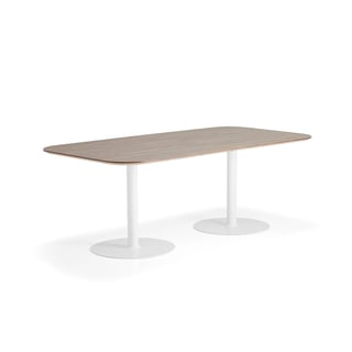 Galds METRIC, noapaļoti stūri, 2000x1000x720 mm, balts/riekstkoks