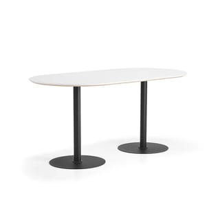 Ståbord METRIC, oval, L2000 B1000 H900 mm, svart/hvit