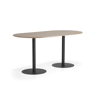 Barbord METRIC, oval, 2000x1000x900 mm, svart/valnöt