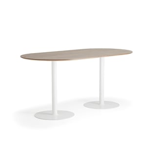 Barski sto METRIC, ovalni, 2000x1000x900 mm, bela/orah