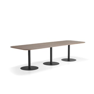 Stol METRIC, zaobljeni kutovi, 3000x1000x720 mm, crna/orah