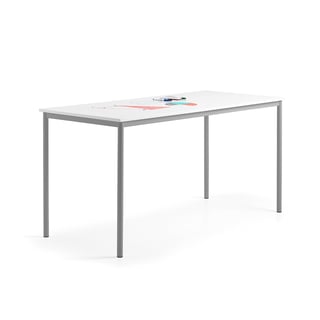 Stół BORÅS, 1800x800x900 mm, blat z funkcją tablicy suchościeralnej, szary aluminium