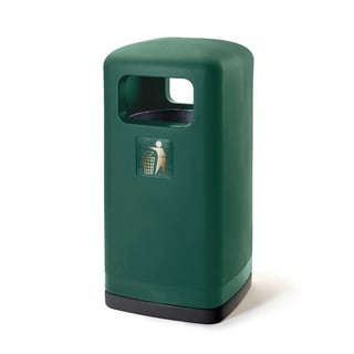 Outdoor hooded waste bin HARRY, Ø515 x 1020 mm, 100 L, green