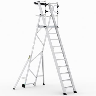 Large folding platform steps, 9 treads, H 2250 mm
