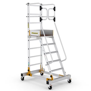 Mobile steps with safety gate, 6 treads, H 1500 mm