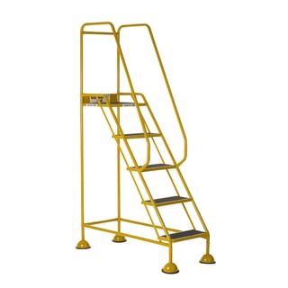 Domed feet mobile safety steps, 5 treads, H 1290 mm, yellow
