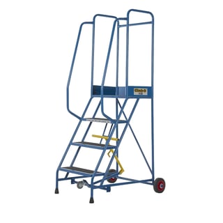 Warehouse safety steps, anti-slip, 4 treads, H 1000 mm, blue