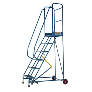 Warehouse safety steps, anti-slip, 6 treads, H 1500 mm, blue