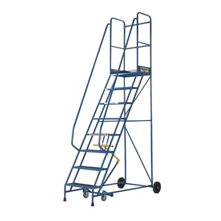 Warehouse safety steps, anti-slip, 8 treads, H 2000 mm, blue