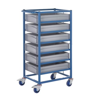 Mobile tray rack with trays, H 1175 mm, 6 x 24 L trays