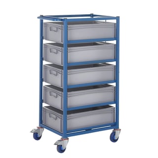 Mobile tray rack with trays, H 1175 mm, 5 x 35.5 L trays