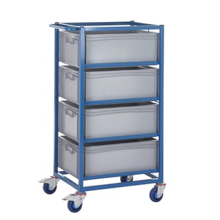 Mobile tray rack with trays, H 1175 mm, 4 x 44 L trays