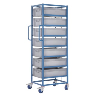 Mobile tray rack with trays, H 1680 mm, 7 x 35.5 L trays