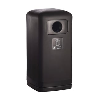 Outdoor hooded recycling bin, Ø515 x 1020 mm, 100 L, black, general waste