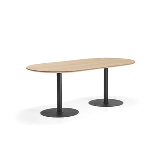 Bord METRIC, oval, 2000x1000x720 mm, svart/ek