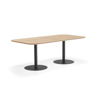 Stalas METRIC, apvalinti kampai, 2000x1000x720 mm, juodas/ąžuolas