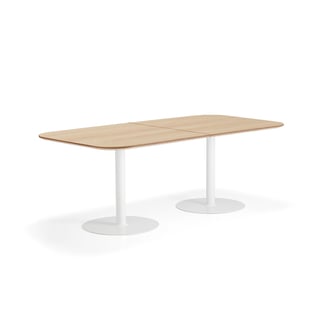 Bord METRIC, rundade hörn, 2000x1000x720 mm, vit/ek