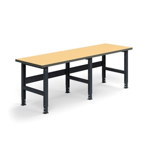 Stół roboczy TRUST, 2500x760 mm, nośność 300 kg, płyta pilśniowa