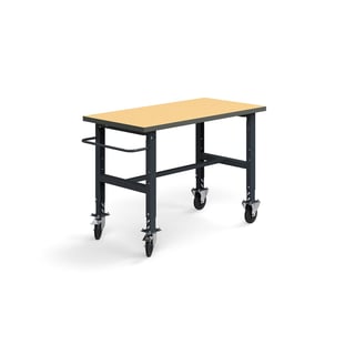 Mobilny stół roboczy TRUST, 1500x760 mm, nośność 200 kg, płyta pilśniowa