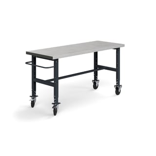 Arbetsbänk TRUST på hjul, 2000x760 mm,  200 kg, stål