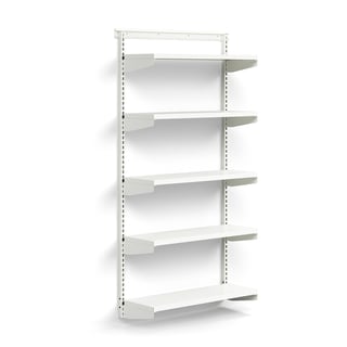 Sienas plaukts RELY, pamatsekcija, metāla lokšņu plaukti, 1800x900x300 mm, balts