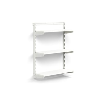 Nástenný regál RELY, základná sekcia, laminátové police, 1221x900x300 mm, biela