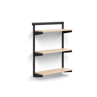 Væghylder RELY, grundenhed, laminat hylder, 1221x900x300 mm, antracit/eg