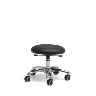 Työjakkara BETA, pyörällinen, K 330–400 mm, keinonahka, musta