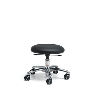 Työjakkara BETA, pyörällinen, K 330–400 mm, keinonahka, musta