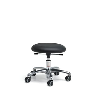 Työjakkara BETA, pyörällinen, 380–500 mm, keinonahka, musta