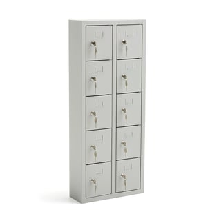 Asmeninių daiktų spintelė MULTICUB, 10 skyrelių, 1008x412x150 mm, šviesiai pilka