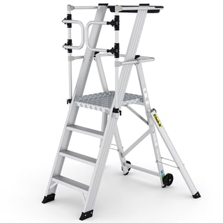 Large folding platform steps, 4 treads, H 1000 mm
