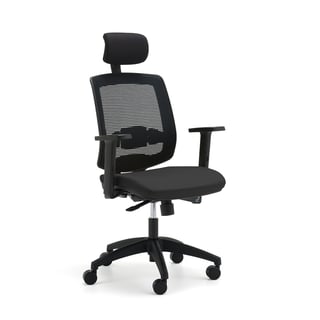 Office chair STANLEY, mesh back, with headrest & adjustable armrests, black