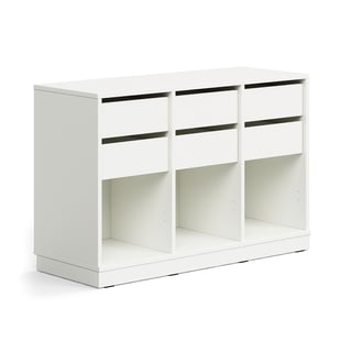 Oppilassäilytin CASPER, 6 laatikkoa, 3 lokeroa, sokkeli, valkoinen