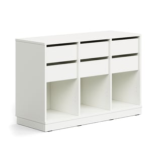 Oppilassäilytin CASPER, 6 laatikkoa, 3 lokeroa, sokkeli, valkoinen