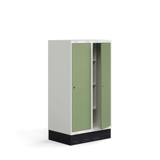 Student locker ROZ, 2 modules, 2 doors, incl. base, 1510x800x550 mm, pale green