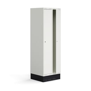 Elevskap ROZ, 2 seksjoner, inkl. sokkel, H1890 B600 D550 mm, hvit