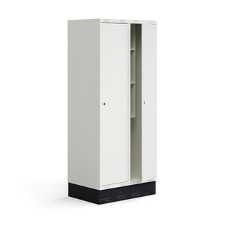 Skapis skolēniem ROZ, 2 moduļi, 2 durvis, ar cokolu, 1890x800x550 mm, balts